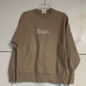Champion Khaki Brown "Boston" Embroidered Crewneck Sweatshirt